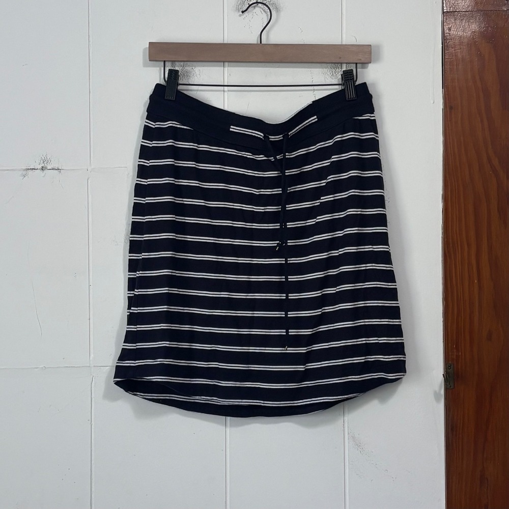 Talbots Navy Blue White Striped Modal Stretch Drawstring‎ Skirt Womens Size M